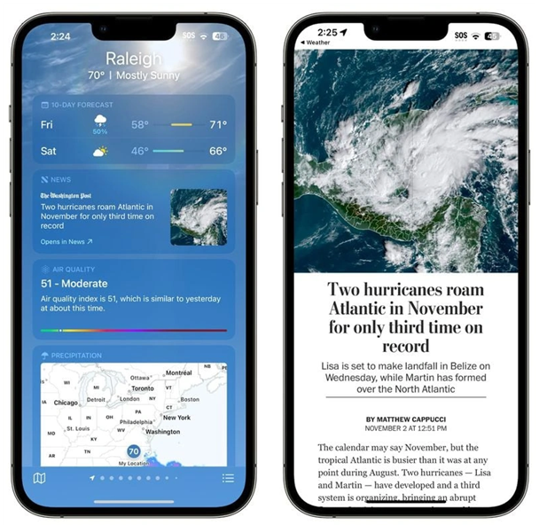 资源苹果14维修分享iPhone 14手机如何看天气时顺带看新闻 